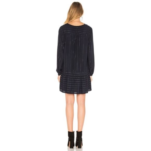 Rails Lydia Panama Stripe Long Sleeve Navy Metallic Mini Dress Size Small - Picture 8 of 8